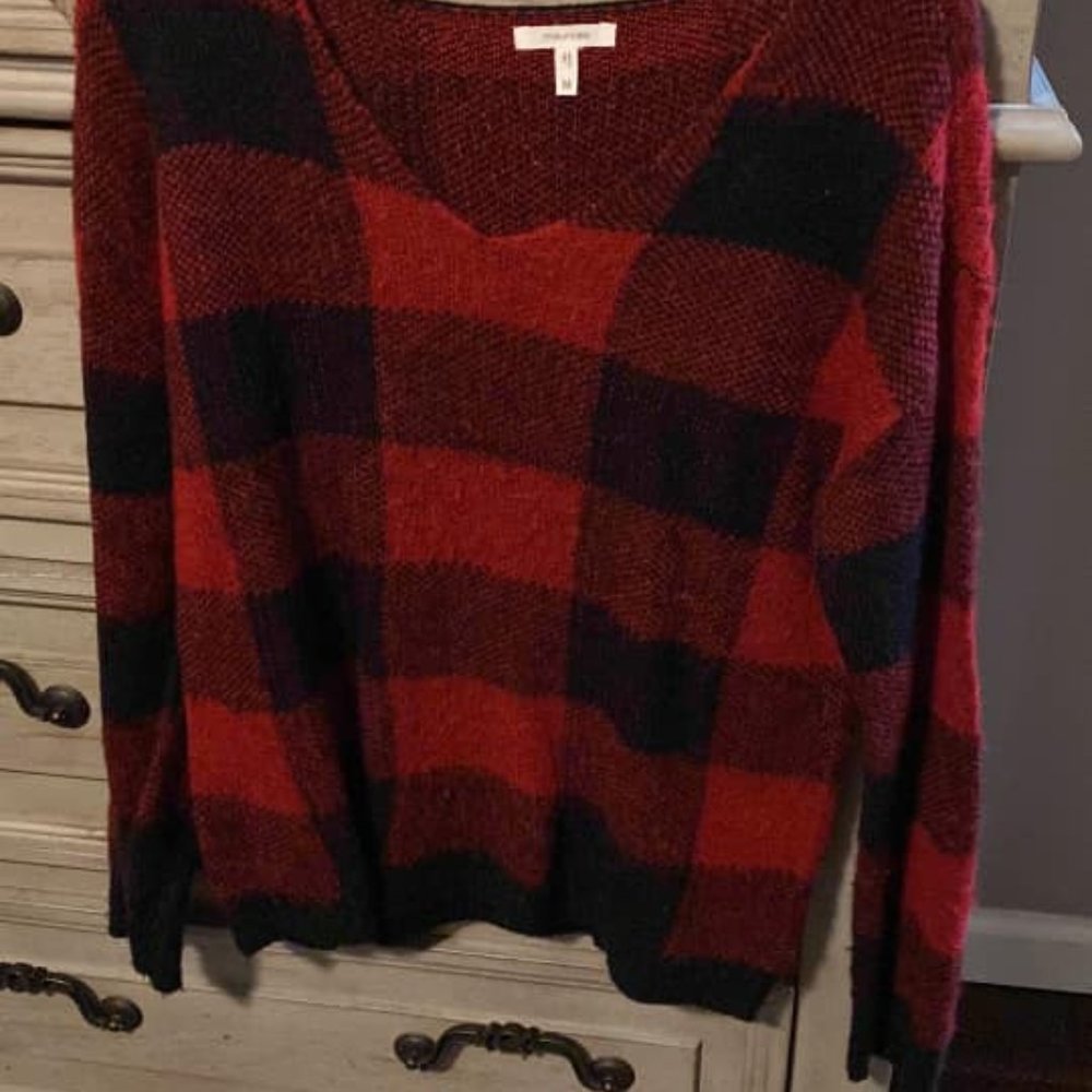 Red and Black Buffalo Print Sweater
